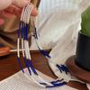 Guofeng retro safira azul opala Shijia pérola pequena clavícula corrente colar