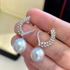 Accesorios de bricolaje S925 Plata esterlina Ligera Lujo Elegante Pendientes de Perla Soporte vacío Pendientes semiacabados Material de soporte de plata