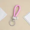 Llavero de Cuerda Tejida de Arcilla de Cerámica Incrustada de Diamantes de Lujo Ligero Llavero Creativo de Boutique para Llaves de Coche Colgante para Espejo Retrovisor de Coche Pequeño Regalo