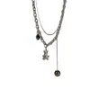 Colar Urso Hip-Hop Camada Dupla para Mulheres, Design de Nicho de Luxo Leve, Corrente para Clavícula Face Sorridente, Novo Choker com Pingente 2022