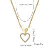 N0162 Diseño Simple Bañado en Latón Oro 18 Colgante de Corazón Hueco Collar Doble Amor Estilo Europeo y Americano Joyería Transfronteriza