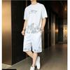 Traje de pantalones cortos de manga corta para hombre, camiseta de verano, marca de moda fina, conjunto deportivo de seda de hielo de ocio con un atractivo