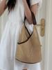 Bolso Tejido de Paja Estilo Francés para Mujer, Estilo Artístico y Natural, Adecuado para el Trabajo, Nuevo Modelo 2026, Bolso Cubo Tejido Fresco de Verano