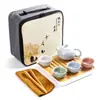 Caja de Viaje Portátil Set de Té Kung Fu Cerámica Vajilla de Té Una Tetera Cuatro Tazas Set Completo Venta al por Mayor Regalo Logo