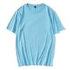 190g 40 piezas Seda de hielo Algodón puro camiseta de manga corta de alta gama acanalada cuello redondo color sólido para hombre y mujer camiseta holgada personalizada