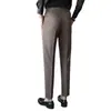 Pantalones de Traje Británico Pantalones Pies Pequeños Vestido Dipper Negocios Flu Yuppie Pantalones Marrón para Hombre