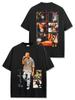 Camiseta Masculina de Manga Curta Vintage Lavada com Estampa Travis Scott, Estilo Americano High Street Transfronteiriço, Top Tendência de Verão com Gola Redonda