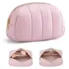 Bolsa de Maquiagem Personalizada de Concha de PU Mais Vendida no Exterior, Bolsa de Maquiagem de Algodão Acolchoado Portátil para Viagem, Bolsa de Armazenamento para Cosméticos