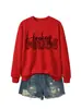 MAMÁ DE HOCKEY Tienda Independiente de Amazon Wish Sudadera de Manga Larga con Cuello Redondo para Mujer, Moda Versátil y Cómoda para Otoño e Invierno