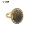 MR024 piedra ojo de tigre color natural circón microincrustado óvalo oro de 18 quilates incrustado joyería de fiesta para mujer