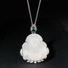 Nuevo collar de Buda de estilo chino para mujer, bañado en plata, calcedonia natural, gran barriga de hielo, cadena de Buda, regalo de templo, explosiones, venta al por mayor