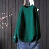 Suéter Estilo Lazy Cuello Redondo Color Sólido Línea Sencillo Artístico Holgado Camisa Tejida Jersey Suéter Grueso para Mujer Camisa Base