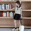 Camiseta Polo sin Mangas para Niñas Summer Zhongda Falda Corta Traje Ropa para Niños Nuevo Chaleco para Niña Conjunto Casual de Dos Piezas
