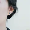 Pendientes Pequeños Cuadrados Negros Estilo Coreano para Mujer, Mini Pendientes Casuales Chic Estilo Ins, Pendientes Versátiles de Alta Gama de Moda