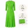 Vestido longo de malha com mangas 3/4 estilo Chanel para mulheres, Vestido Midi de Malha Plissada com Gola Redonda Shein, vestido respirável