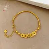 Mismo estilo que la Joyería Puzuo Oro, pulsera brazalete medio de monedas de cinco emperadores de oro arenoso ojo de gato para mujer, estilo chino nuevo, joyería de mano de alta gama