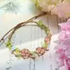 Guirnalda de Principios de Primavera Estilo Bosque Pulsera de Cristal Natural Nueva Pulsera Popular Pulsera de Malla Tejida Hecha a Mano