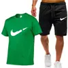 Traje de verano nuevo para hombre transfronterizo: Camiseta de manga corta y shorts hasta la rodilla, conjunto informal, deportivo y cómodo de dos piezas