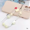 Corrente Criativa para Fone de Ouvido Cabeça de Gato com Pérolas e Contas, Cordão de Celular com Contas de Abóbora, Alça de Mão Anti-Queda, Suporte para Capa de Celular