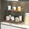 Estante de acrílico para tazas, estante de doble capa de lujo ligero para escritorio para vasos de agua y tazas de té, portavasos para aparador