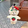 Nova Tiara de Cabelo de Cereja Fofa e Criativa, Chaveiro de Urso de Pelúcia para Carro, Boneca Suéter de Morango, Pingente de Bolsa Adorável