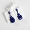 Pendientes Amazon transfronterizos, extragrandes, electrochapados, elegantes, de estilo largo, con un toque de alta gama, adornados con borlas y pedrería negra