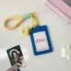 Porta-Cartões PU Simples e Versátil Ins Porta-Cartão de Ônibus Dupla Face Estudante Porta-Cartão de Refeição Capa Protetora Porta-Cartão Pequeno para Fãs de Estrelas
