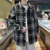 Camisa de manga larga para hombre, de invierno, moderna, estilo americano, ropa de trabajo, chaqueta de camisa a cuadros extragrande, ropa negra para hombre