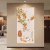 Pintura de Decoración de Entrada con Temática de Caqui, Pintura de Carácter de Fortuna Estilo Chino Nuevo con Nueve Peces, Arte de Pared que Atrae la Riqueza, Pintura Colgante Todo Sale Bien
