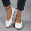 Zapatos planos casuales bajos de talla grande transfronterizos para mujer, nuevo estilo primavera y otoño 2026, mocasines slip-on de punta redonda con lazo