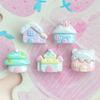 Mini Casa Castillo Engrosada Accesorios de Resina Casa Pequeña de Dibujos Animados Pasador Llavero Material Decorativo de Pegamento Cremoso