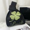 Bolso de Mano de Celebridad de Internet Bolso de Cubo de Lana Tejida para Mujer Estilo Japonés y Coreano Combinación Total Mano Casual Bolso Tote Bolsa para Lonchera