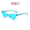 Nuevas gafas de sol sin montura de una sola pieza con forma de ojo de gato triangular transfronterizas, color caramelo personalizado, gafas de sol para fiesta, baile, sesión de fotos callejera