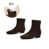 Botas Curtas Retrô Francesas para Mulheres 2025 Novas Botas de Inverno de Salto Grosso Nicho Camurça Botas Slim Botas Casuais para Mulheres
