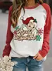Sudadera con Estampado de Papá Noel de Navidad 24 Casual Manga Larga Cuello Redondo Bloque de Color Moda 3D Para Mujer Estampado 3D Tridimensional