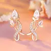 Amazon Lujo Ligero Ramo Tulipán Champagne Pendientes Completamente de Diamante de Moda y Frescos Pendientes Tridimensionales Estilo Caliente