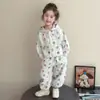 Conjunto de Moletom com Capuz de Desenho Animado Infantil Estilo Outono Jaqueta Estampada para Meninas Moletom Casual com Zíper para Bebê Conjunto de Duas Peças