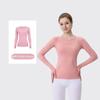 [em Estoque] Ld 1.0 Manga Longa Esportivo Yoga Secagem Rápida Gola Redonda Corrida Fitness Top Camiseta Absorvente de Suor Justa para Mulheres