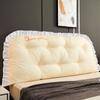 Hogar Cálido y Acogedor Cabecero Bordado Color Beige Cojín Suave Soporte Lumbar Respaldo de Ocio Cojín de Cama Tatami Almohada Extraíble Lavable
