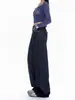 Calça jeans feminina azul denim de perna larga, nova coleção outono 2026, cintura alta, corte solto, cobre os quadris, efeito emagrecedor, calça comprida, A14237