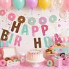 Bandera de Tirar de Cumpleaños Suave Linda Femenina Estilo Fresco Dulce Pancarta de Letras para Fiesta Adornos Decoración para Cupcakes