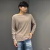Camiseta de Manga Comprida de Alta Qualidade Masculina Primavera e Outono Solta Gola Redonda Camada Base Estilo Retro Hong Kong Versátil para o Dia a Dia Marca Tendência