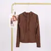 Jaqueta com Capuz Lulu em Estoque com Etiqueta, Entrega Direta, Roupa para Corrida e Yoga, Cardigan Esportivo Slim-Fit com Zíper