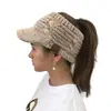 2018 AliExpress ebay Europa y Estados Unidos para otoño e invierno etiqueta CC punto de color en la visera parte superior vacía coleta retorcida gorro de punto pullover