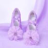 Zapatillas de Ballet Moradas Nuevas para Niñitas Zapatillas de Práctica de Suela Blanda Elegantes Zapatos de Escenario de Garra de Gato para Niños 8054
