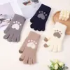 Versión Coreana de Guantes Tejidos Jacquard de Felpa para Pantalla Táctil de Mujer Otoño e Invierno Estudiante Lindos de Dibujos Animados Engrosados