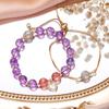 Pulsera de Cristal Badu para Mujer Pulsera de Cristal de Fresa Piedra Lunar Flor de Durazno Amatista Regalos de Transferencia para Mejores Amigas Estudiantes Joyería de Mano