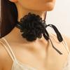 Cadena de cintura para mujer, collar de gran tamaño, exagerada, con flores beige, rosa, rojo y gris, con correa larga, multifuncional, joyería de moda