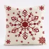 Serie de Almohadas con Diseño de Alce y Copo de Nieve Transfronterizo Nórdico Funda de Cojín Estampada en Lino Fabricación de Fundas de Almohada Rojas Navideñas