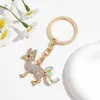 Serie de animales de vidrio con incrustaciones de diamantes de imitación, exquisitos y lujosos, superventas transfronterizos europeos y americanos, accesorios colgantes para llavero de mujer